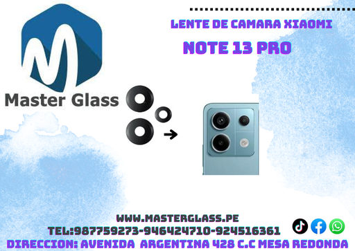 Lente de Cámara Xiaomi Note 13 Pro (X3)
