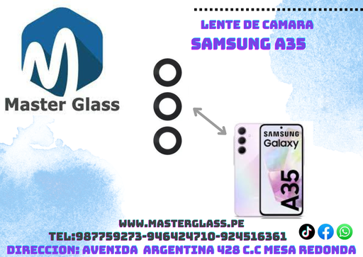 Lente de Camara Samsung A35 (x3)
