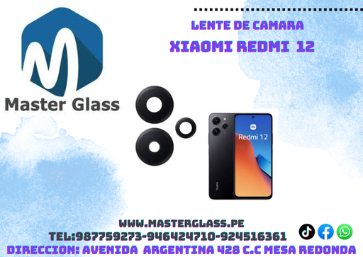 Lente de camara Xiaomi Redmi 12 (x3)