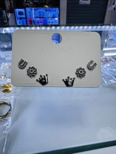 X-JUEGO DE 3 ARETES XUPING PLATEADO