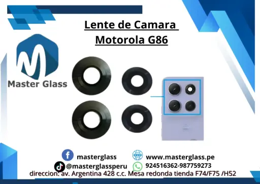 Lente de camara Motorola G86 (2 lentes grandes 2 chicos)